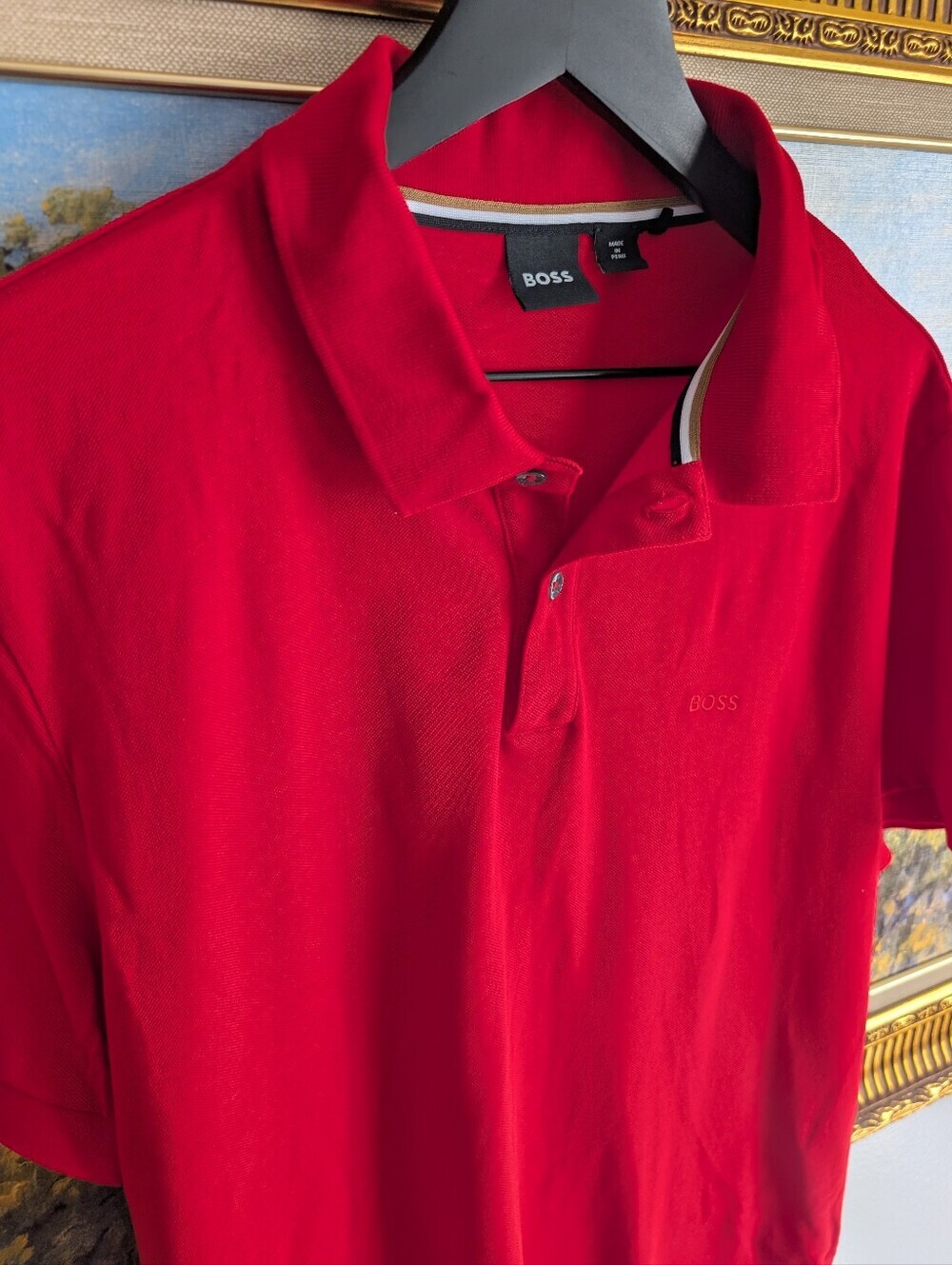 BOSS Men's Bright Red Polo with Subtle Logo